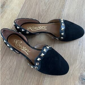 ROWEN d’Orsay Black Suede Studded Flats